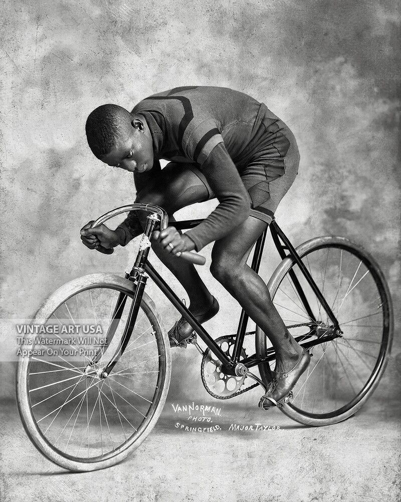 1898 Major Taylor Cycling Photo - African American Cyclist Legend Bicycle Racing