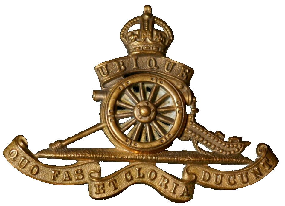 WWI British Army Cap Badge Royal Artillery Kings Crown Firmin London VGC 1917