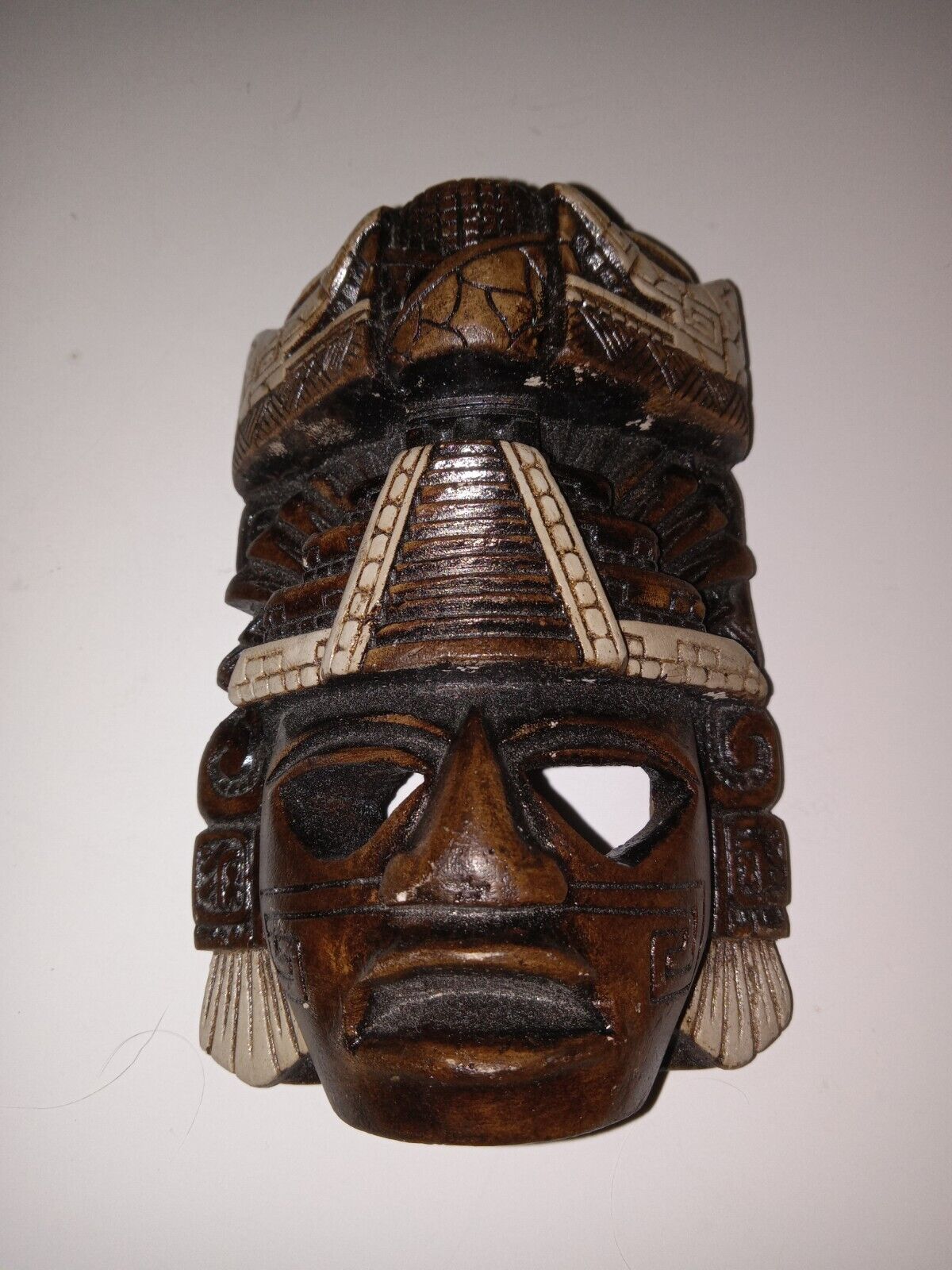 Mayan Aztec Hand-Carved Wooden Wall Mexican Tiki Mask 5.5\