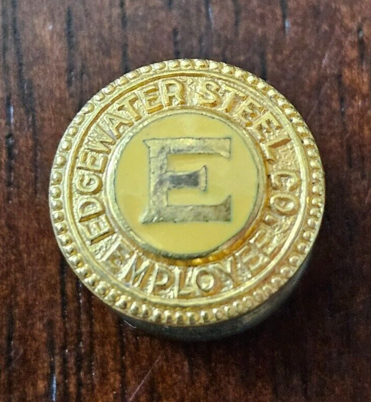 Vintage Edgewater Steel Company Employee Pin Screwback Button Pittsburgh, PA