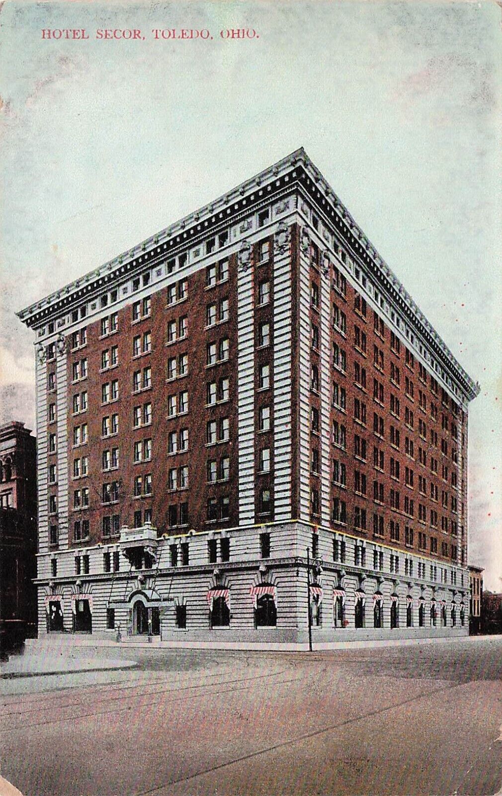Toledo Ohio Secor Hotel Building Downtown Superior Street c1908 Vtg Postcard E10