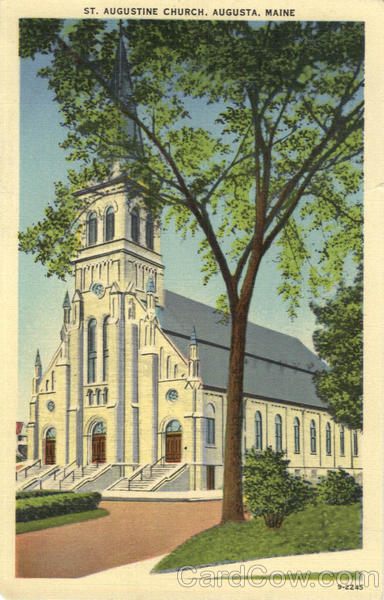 1943 Augusta,ME St. Augustine Church Kennebec County Maine Linen Postcard