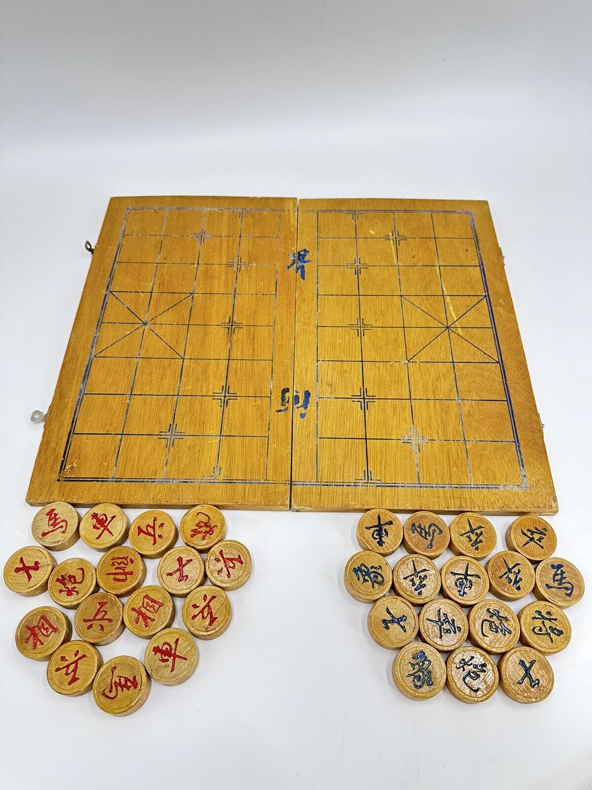 Vintage Chinese Chess Board Xiangqi Set, Game Board, Asian Chinese Wooden Chess