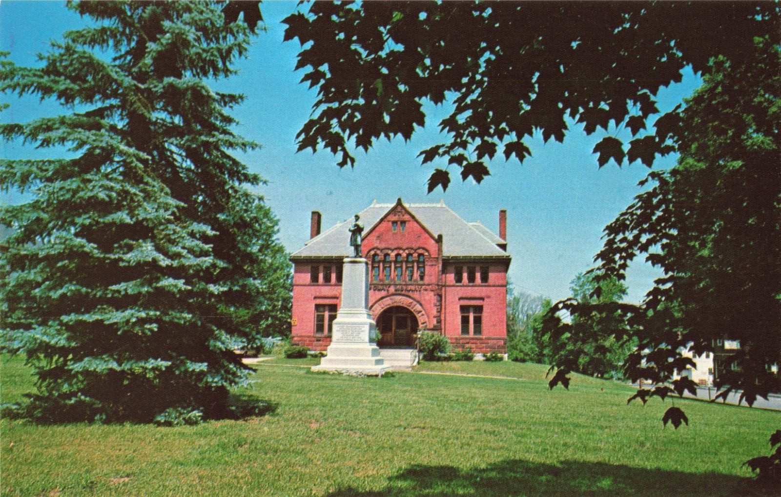 Jaffrey NH New Hampshire, Jaffrey Clay Library, Main Street, Vintage Postcard