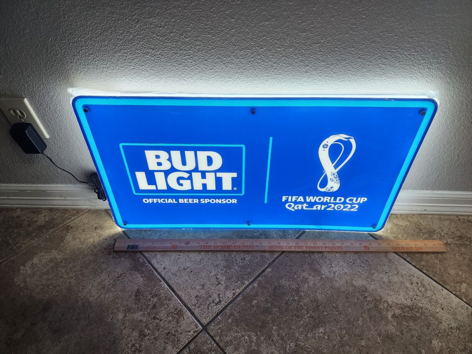 Bud Light Beer Qatar 2022 Football Soccer World Cup Led Bar Game Room Sign Messi