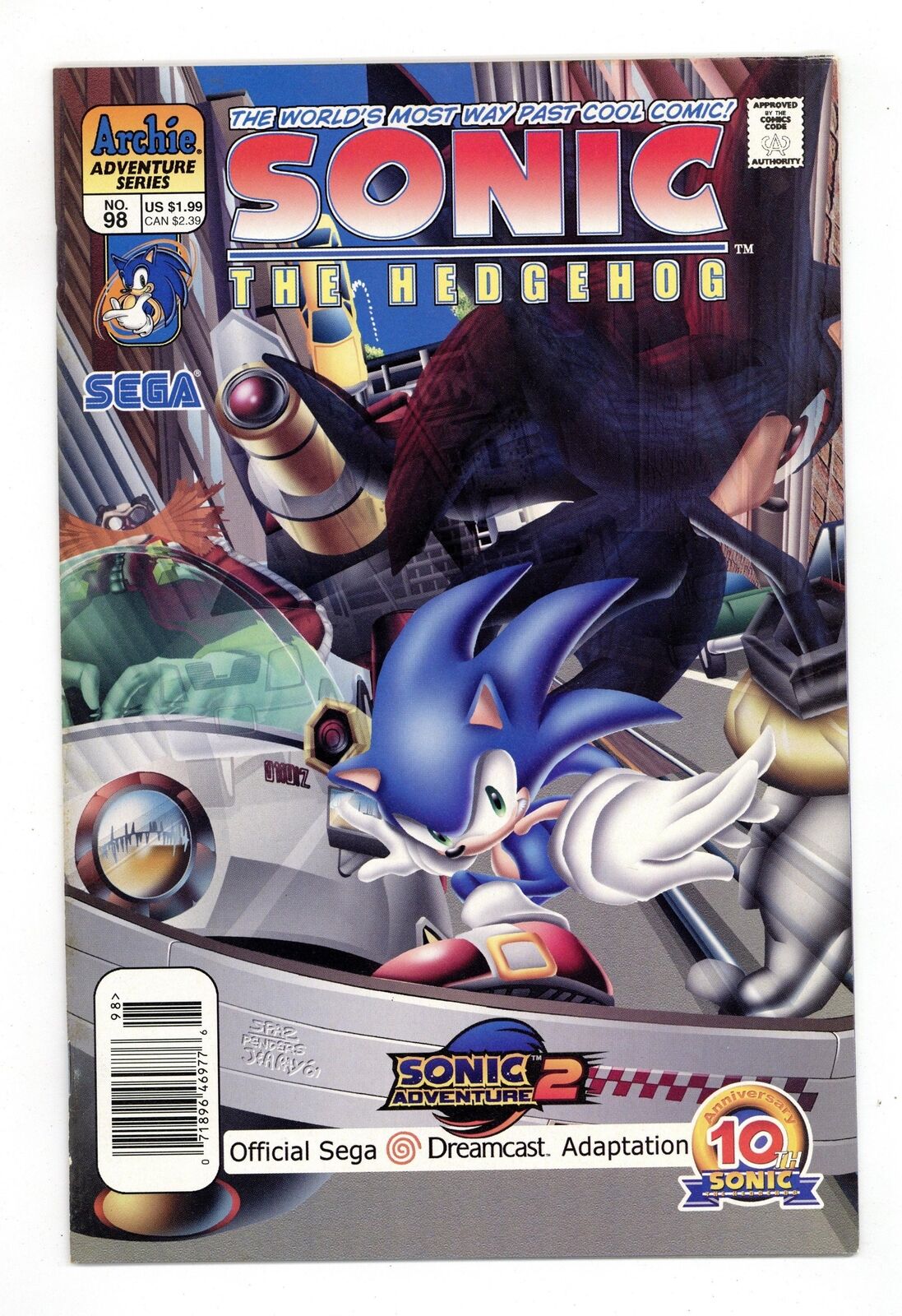 Sonic the Hedgehog #98 FN 6.0 Newsstand 2001 1st app. Shadow