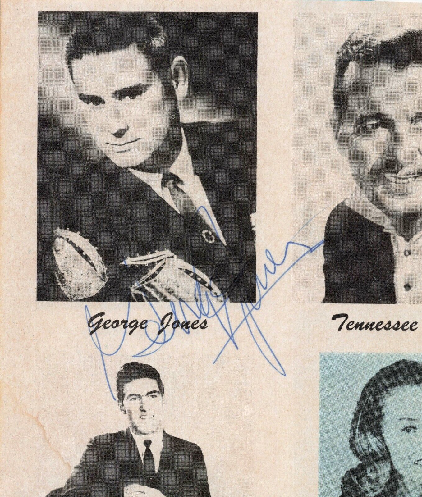 George Jones Cut Autograph Country Music 4.5x5