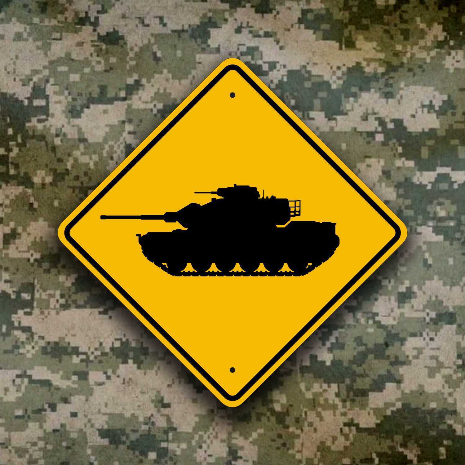Tank Crossing Sign / Mobile Artillery  - Military Ordnance - Field Safety Plaque