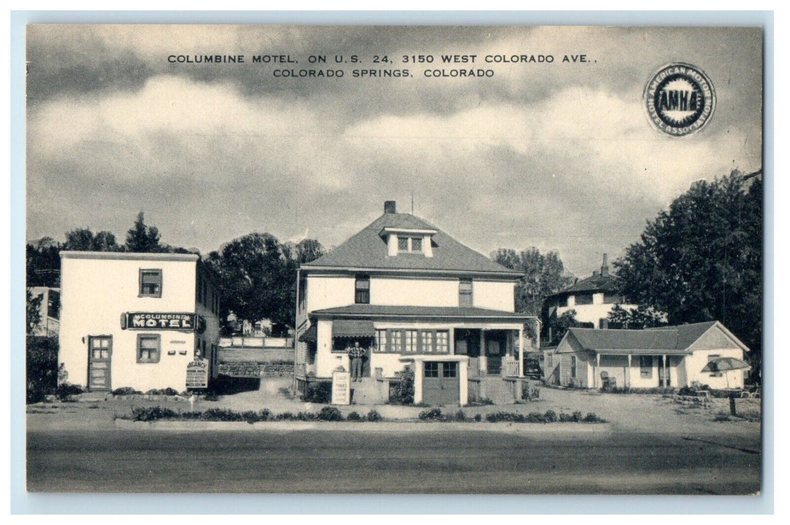 c1930's Columbine Motel Scene Street Colorado Springs Colorado CO Postcard