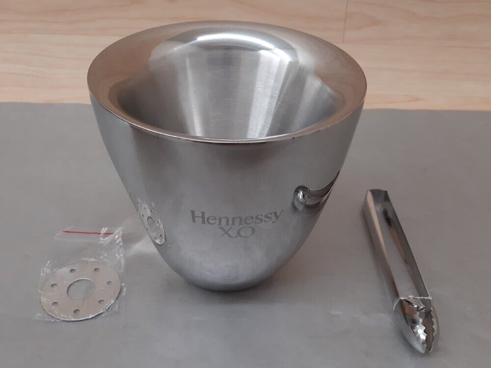 Hennessy X.O Cognac Stainless Steel Ice Bucket And Tongs 