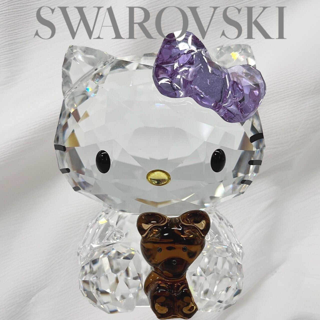 SWAROVSKI Hello Kitty teddy Bear Purple Figurine Limited Edition2011 near unused