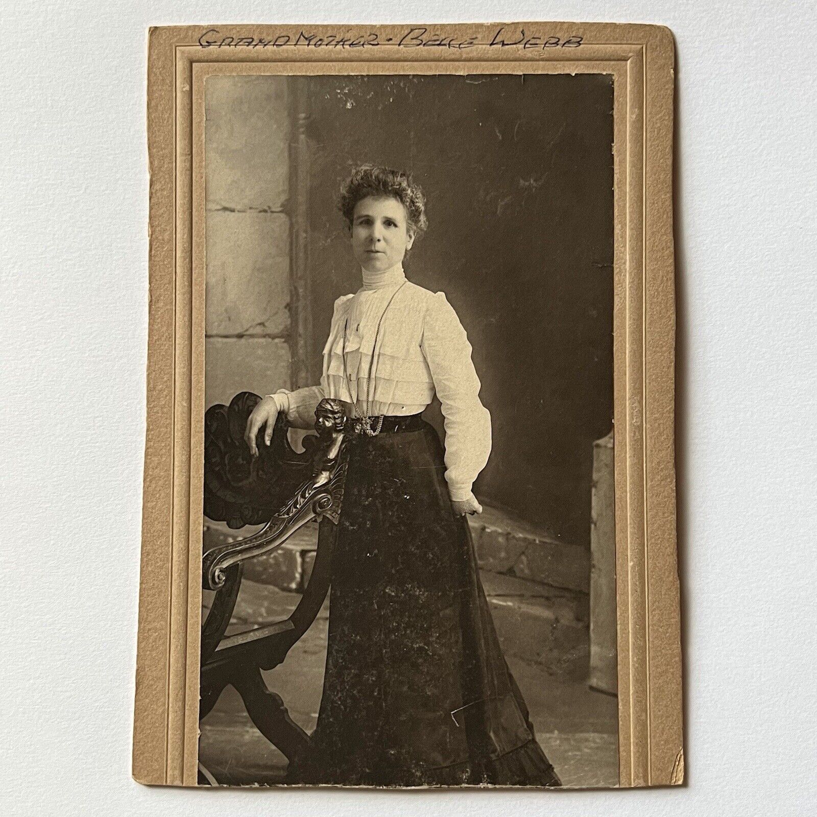 Antique Cabinet Card Photo Lovely Woman ID Belle Webb Los Angeles CA