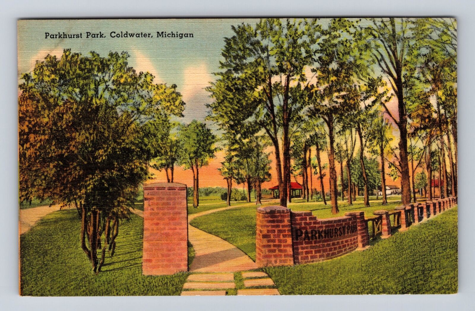 Coldwater MI-Michigan, Parkhurst Park, Antique, Vintage Souvenir Postcard