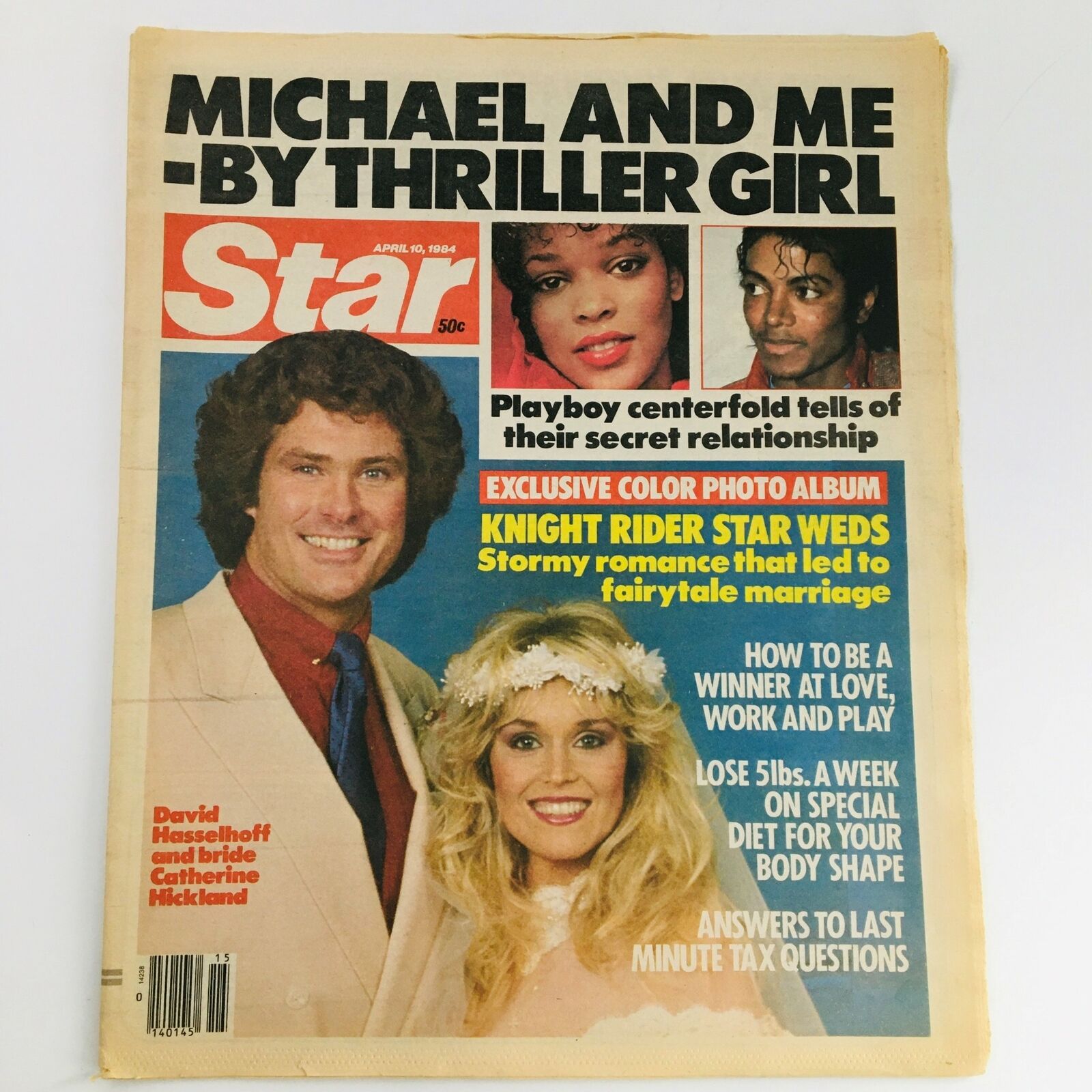 Star Newspaper April 10 1984 David Hasselhoff, Bride Catherine & Michael Jackson