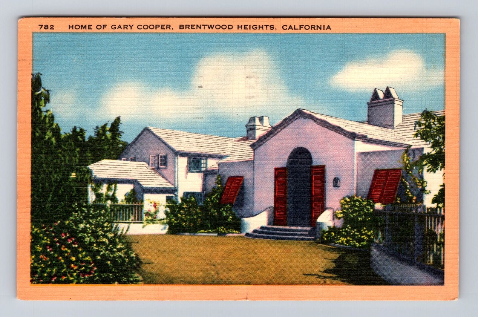 Brentwood Heights CA-California, Home Of Gary Cooper, Vintage c1950 Postcard