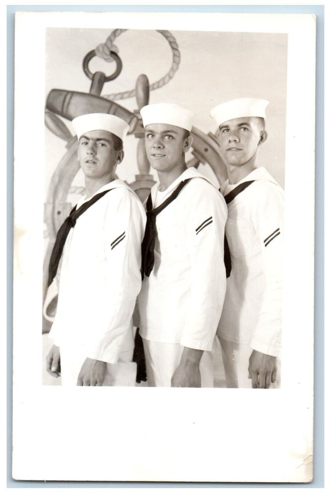 WWII Postcard RPPC Photo US Navy Sailors Ship c1950's Unposted Vintage