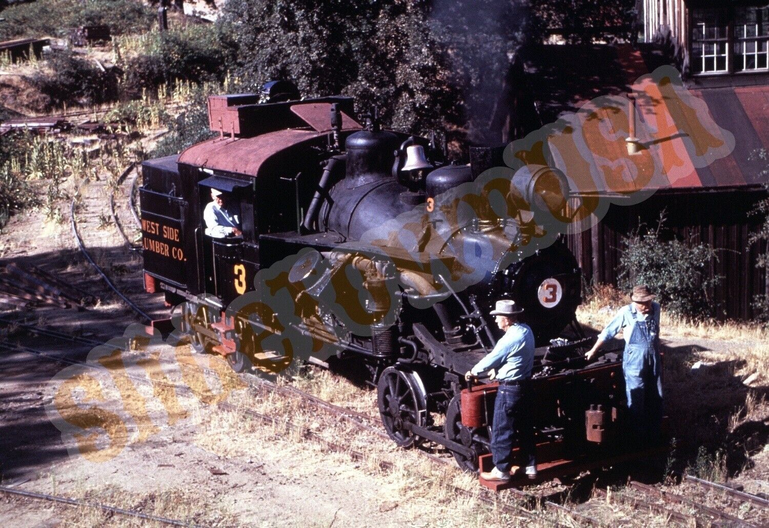 Vtg Train Slide 3 West Side Lumber Co Shay Steam Engine Railroad Logging Y1C162