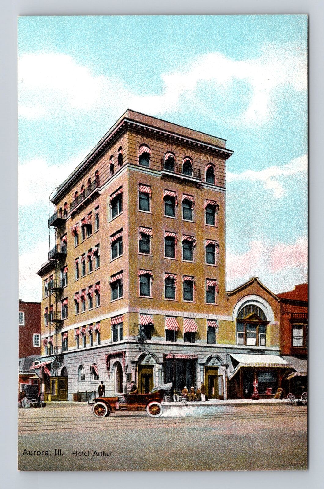 Aurora IL-Illinois, Hotel Arthur, Advertising, Antique, Vintage Postcard
