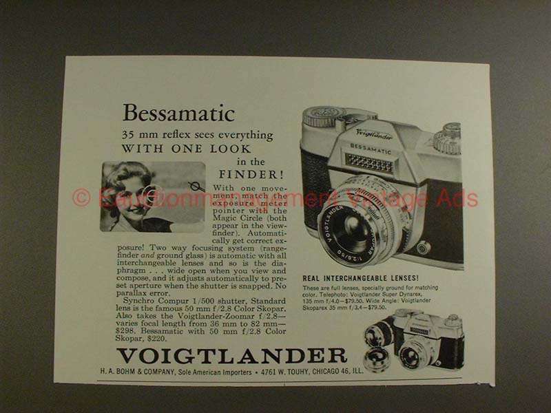 1959 Voigtlander Bessamatic Camera Ad - Sees Everything
