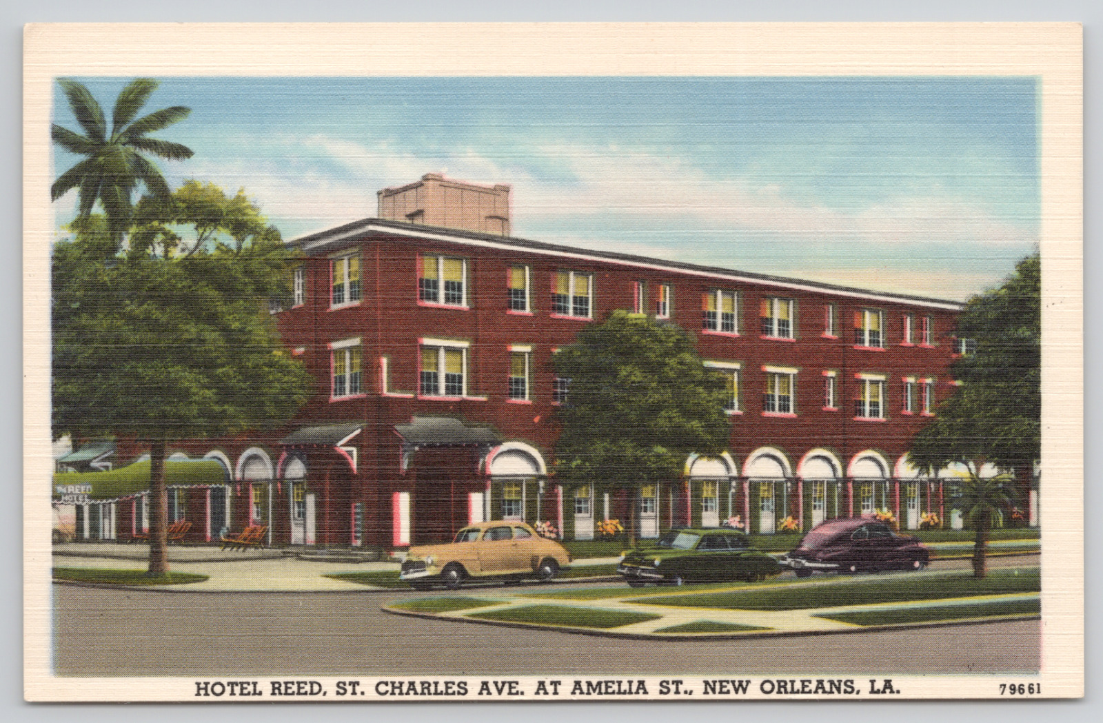 New Orleans Louisiana Hotel Reed St Charles Avenue Amelia Street Linen Postcard