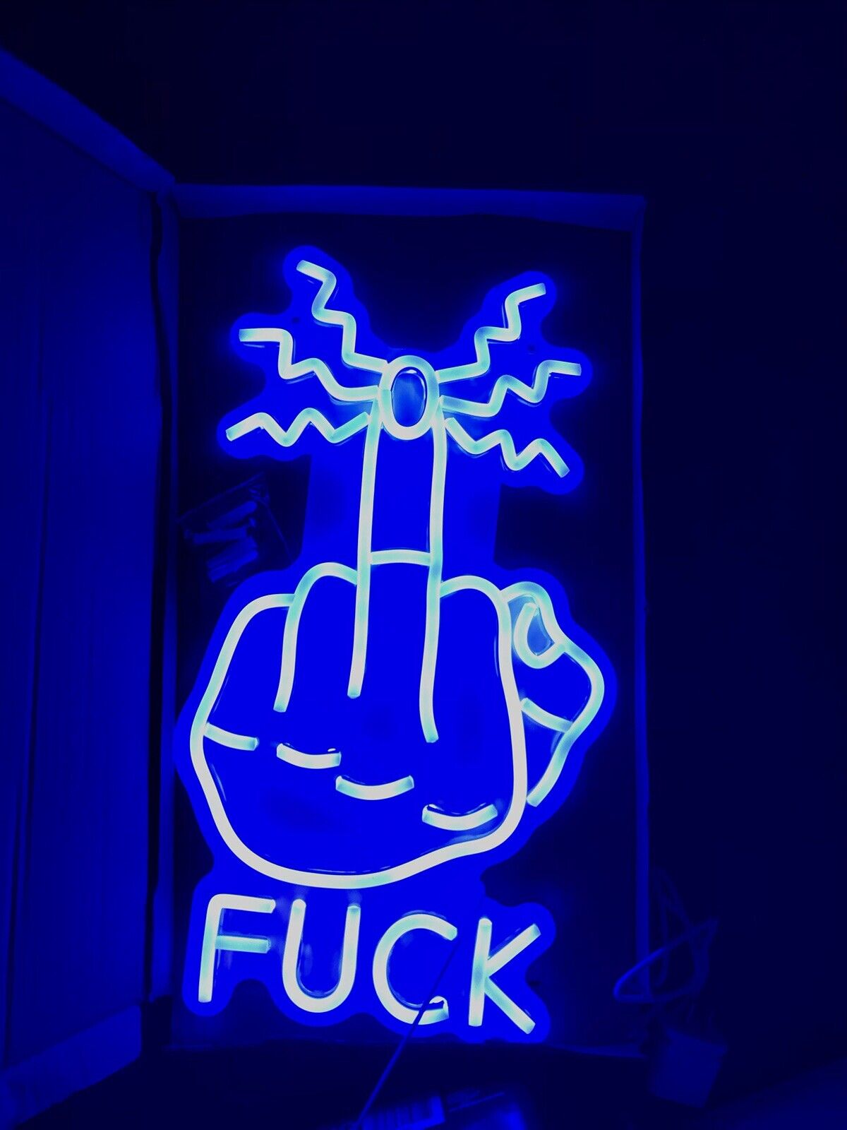 FVCK*Flip Off Finger Blue Bar Beer Decor Neon Sign Light 17