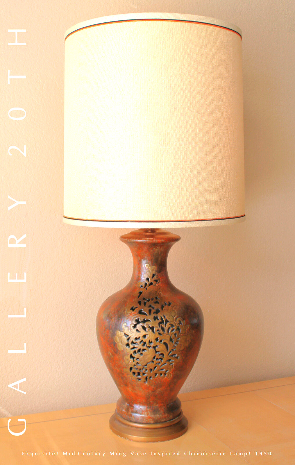 GORGEOUS HOLLYWOOD REGENCY MID CENTURY MODERN CHINESE TABLE LAMP 50'S VTG MING