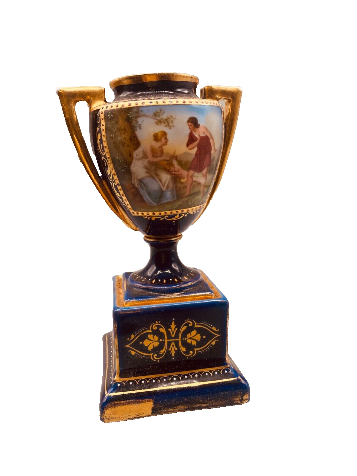 Antique Royal Vienna Austria Porcelain Mini Hand Painted Lidded Urn Vase Marked