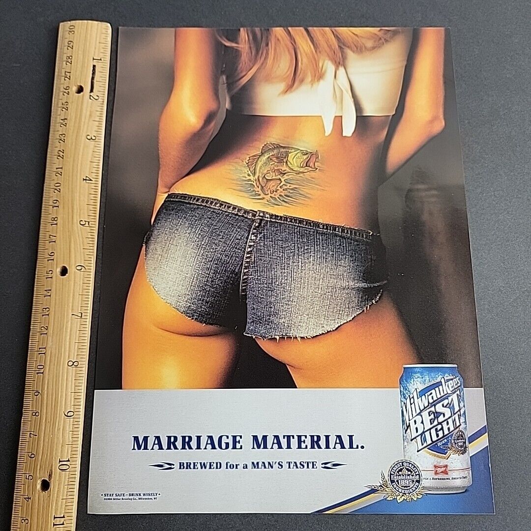 2004 Print Ad Marriage Material Fish Back Tattoo Milwaukee's Light Best Beer