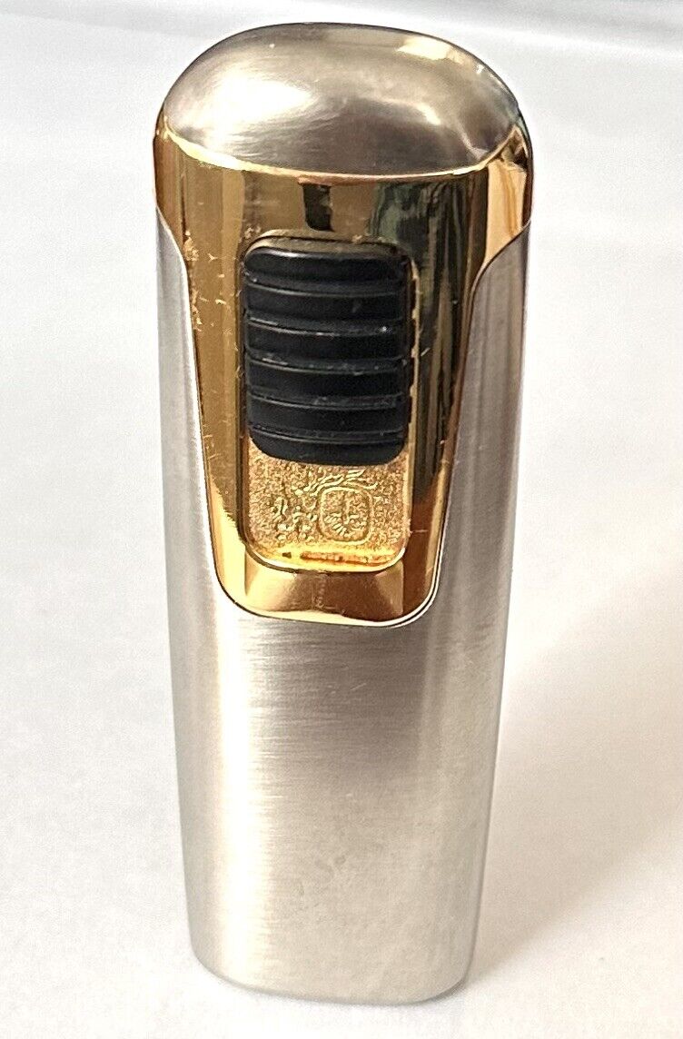 Vintage Gold Silver Tone Gold Diamond Cut Inside Calibri Butane Lighter Japan