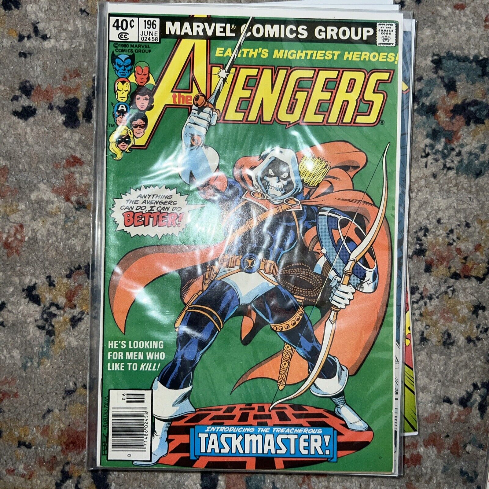 Vintage Marvel Avengers #196 1ST APP TASKMASTER Clean Key Book Bright