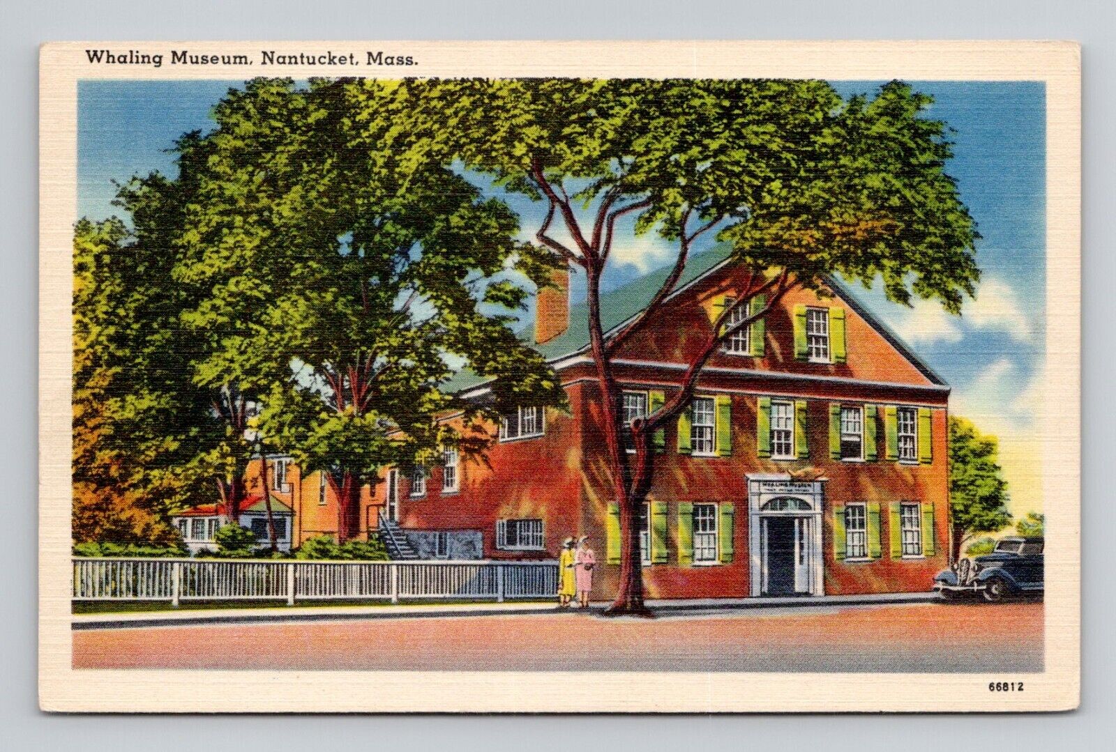 Postcard Whaling Museum in Nantucket Massachusetts MA, Vintage Linen N1