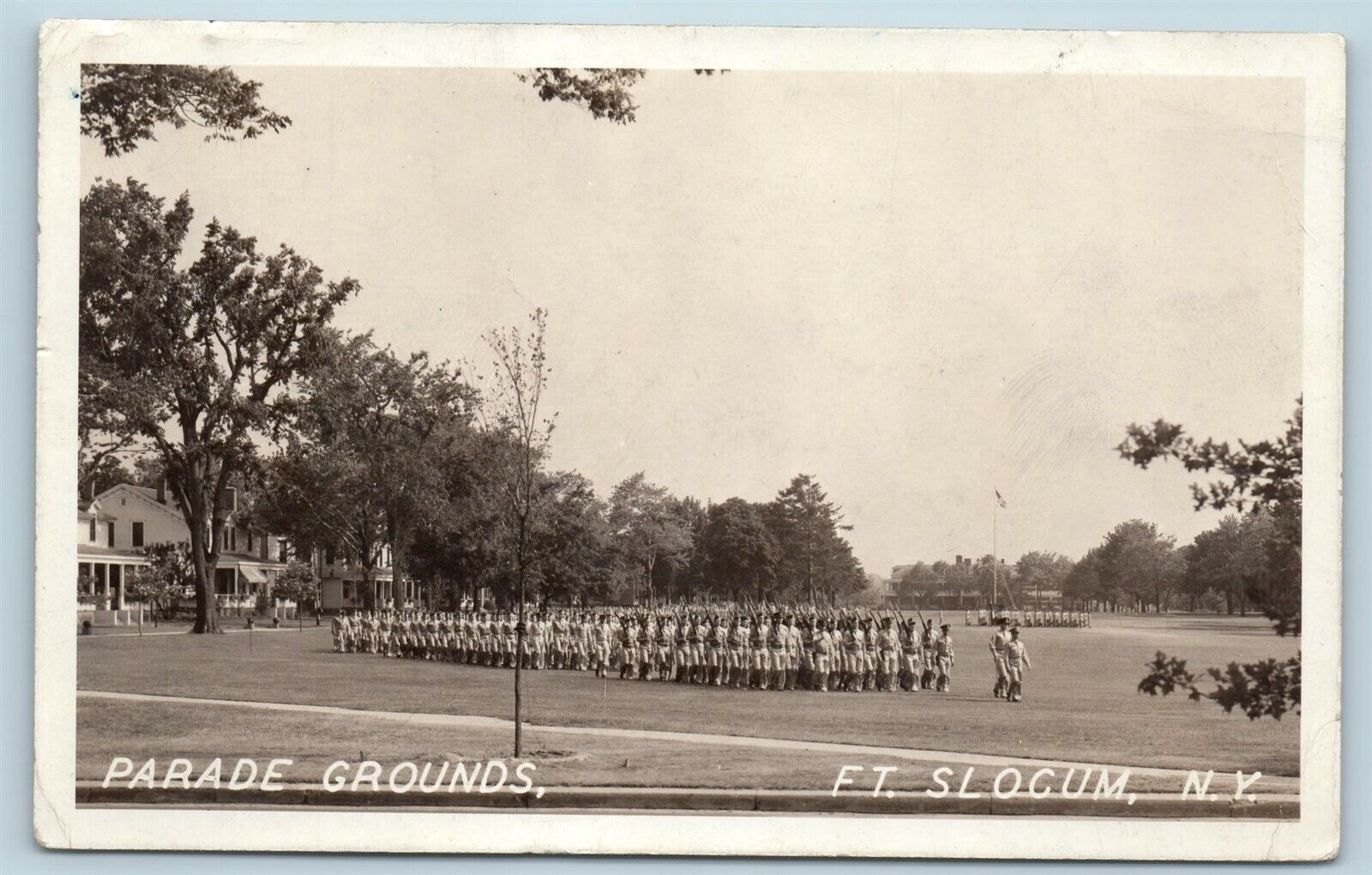 Postcard NY Fort Slocum New York Parade Grounds c1940s Real Photo RPPC AB13