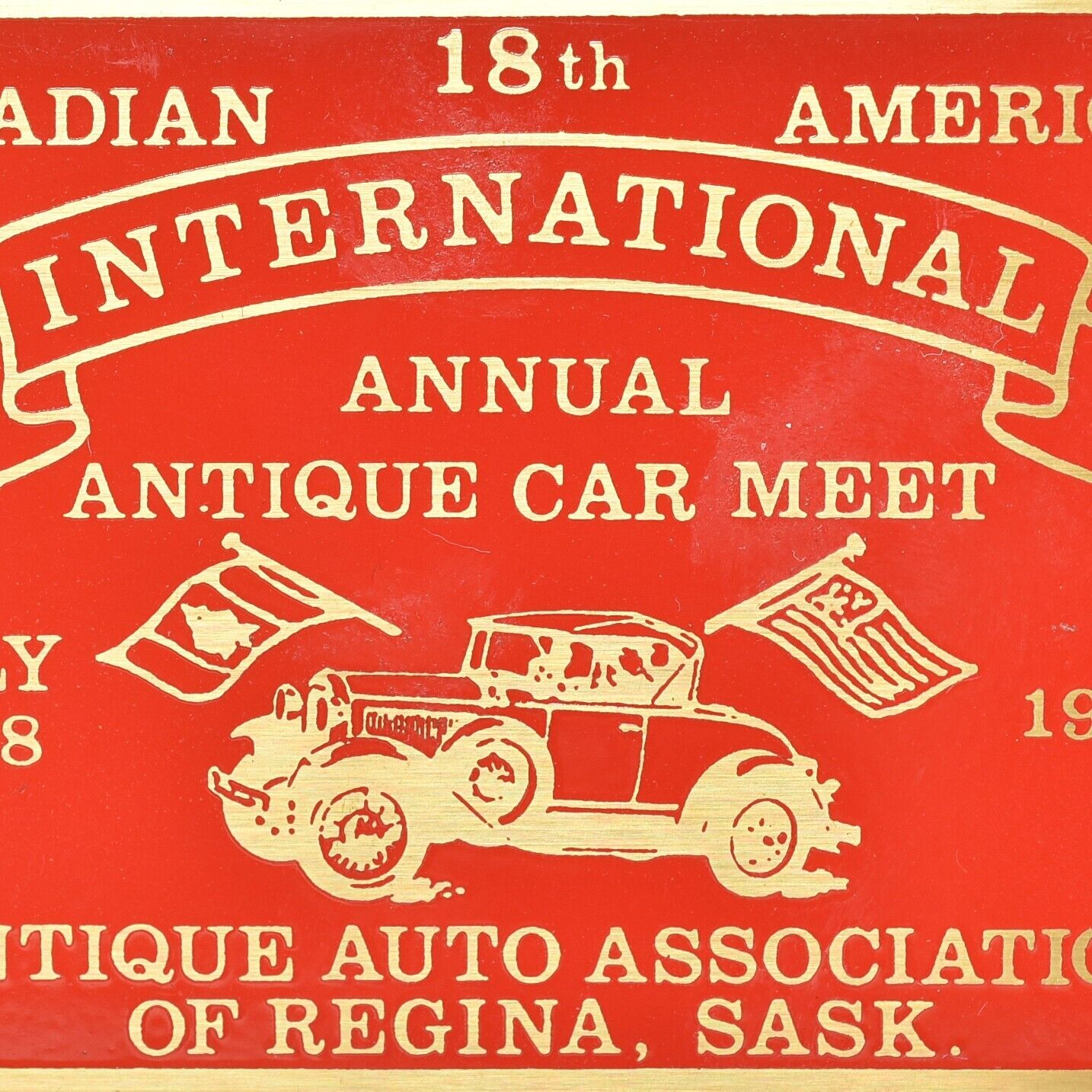 1979 Antique Car American Canadian International Meet Regina Saskatchewan Plaque