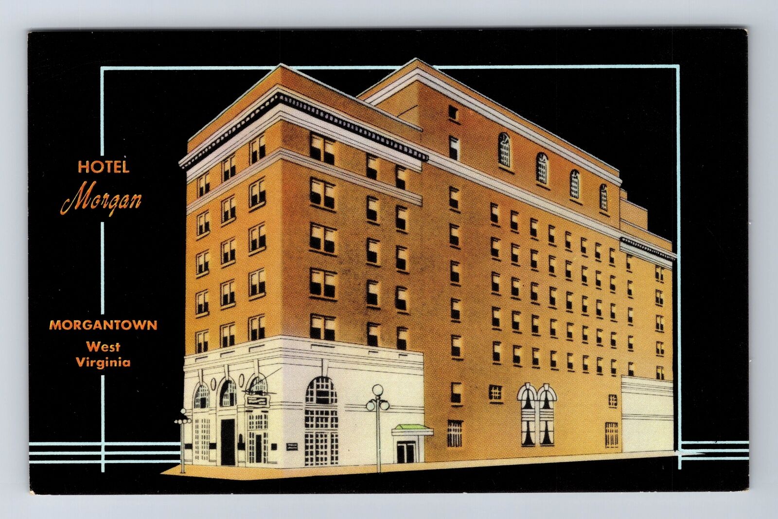 Morgantown WV-West Virginia, Hotel Morgan, Advertising, Vintage History Postcard