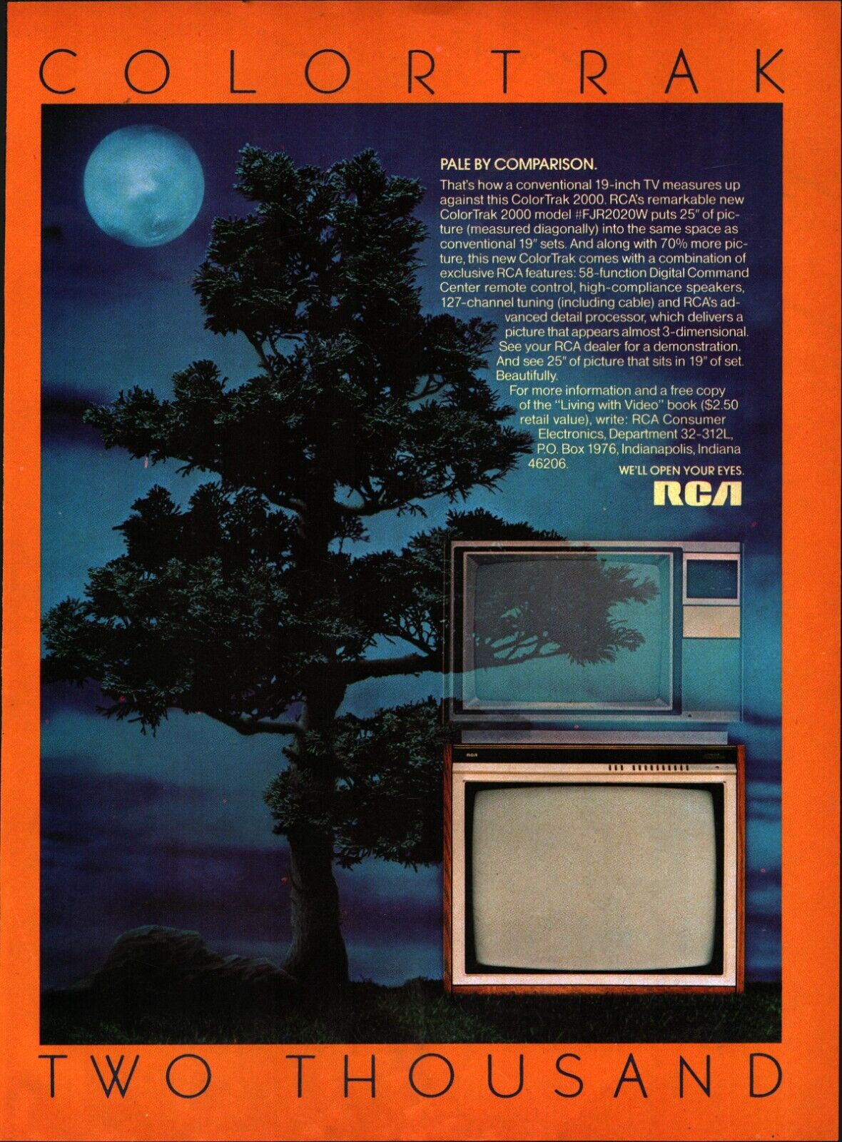 RCA Colortrak Television Print Ad 1983 8x11 Vintage Great To Frame F3
