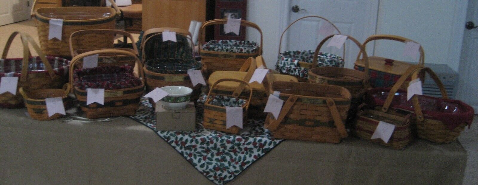 Longaberger Basket Collection Lot Of 16 Christmas Baskets and 1 Holiday Bowl