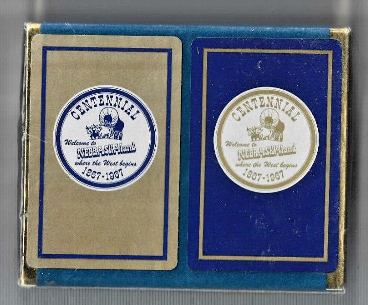Sealed MINT 1967 NEBRASKA CENTENNIAL Playing Cards Double Deck / Beautiful xMINT