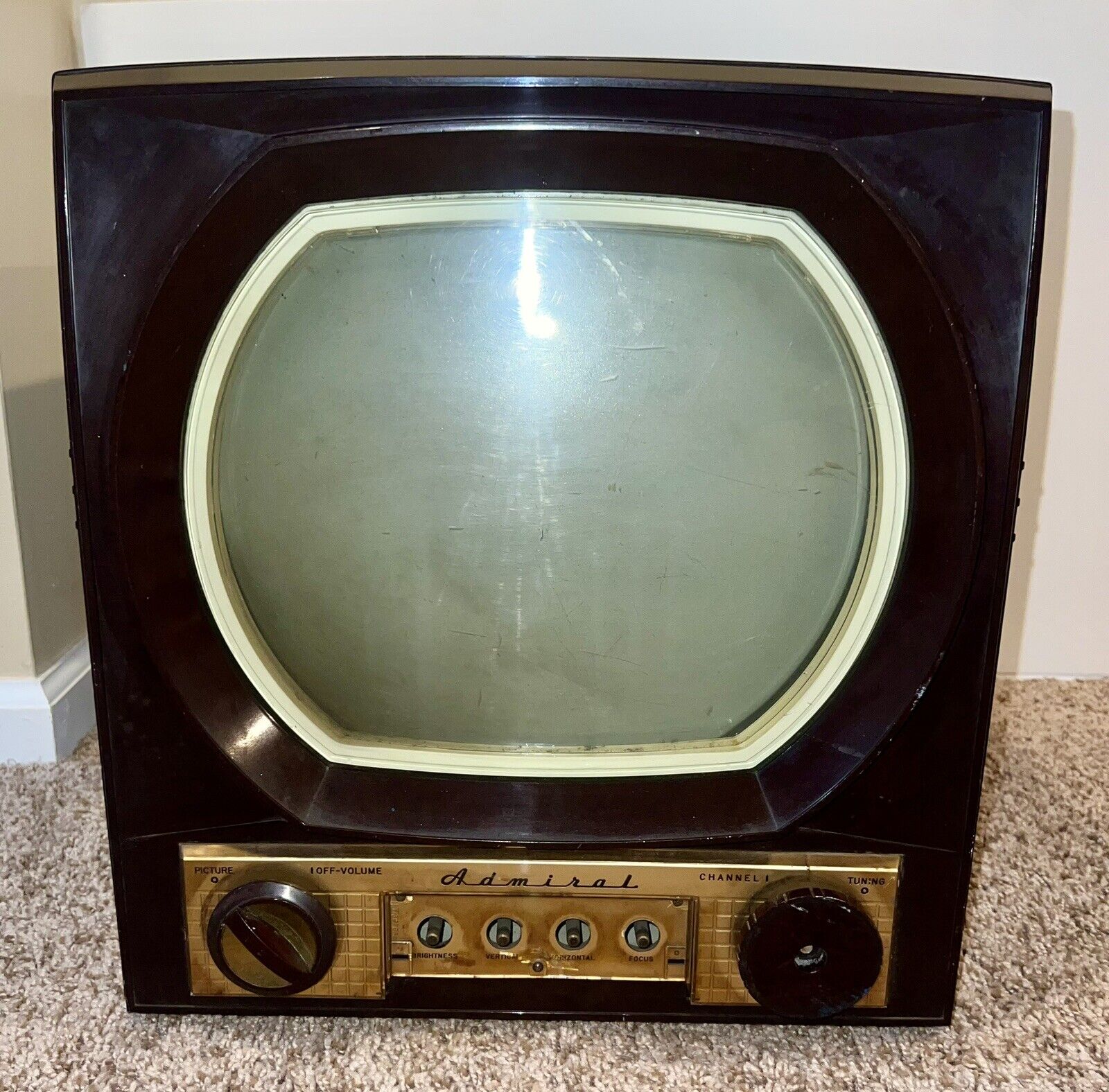 VINTAGE ORIGINAL ADMIRAL BAKELITE MODEL #12X12 TV - Antique Mid-Century TV