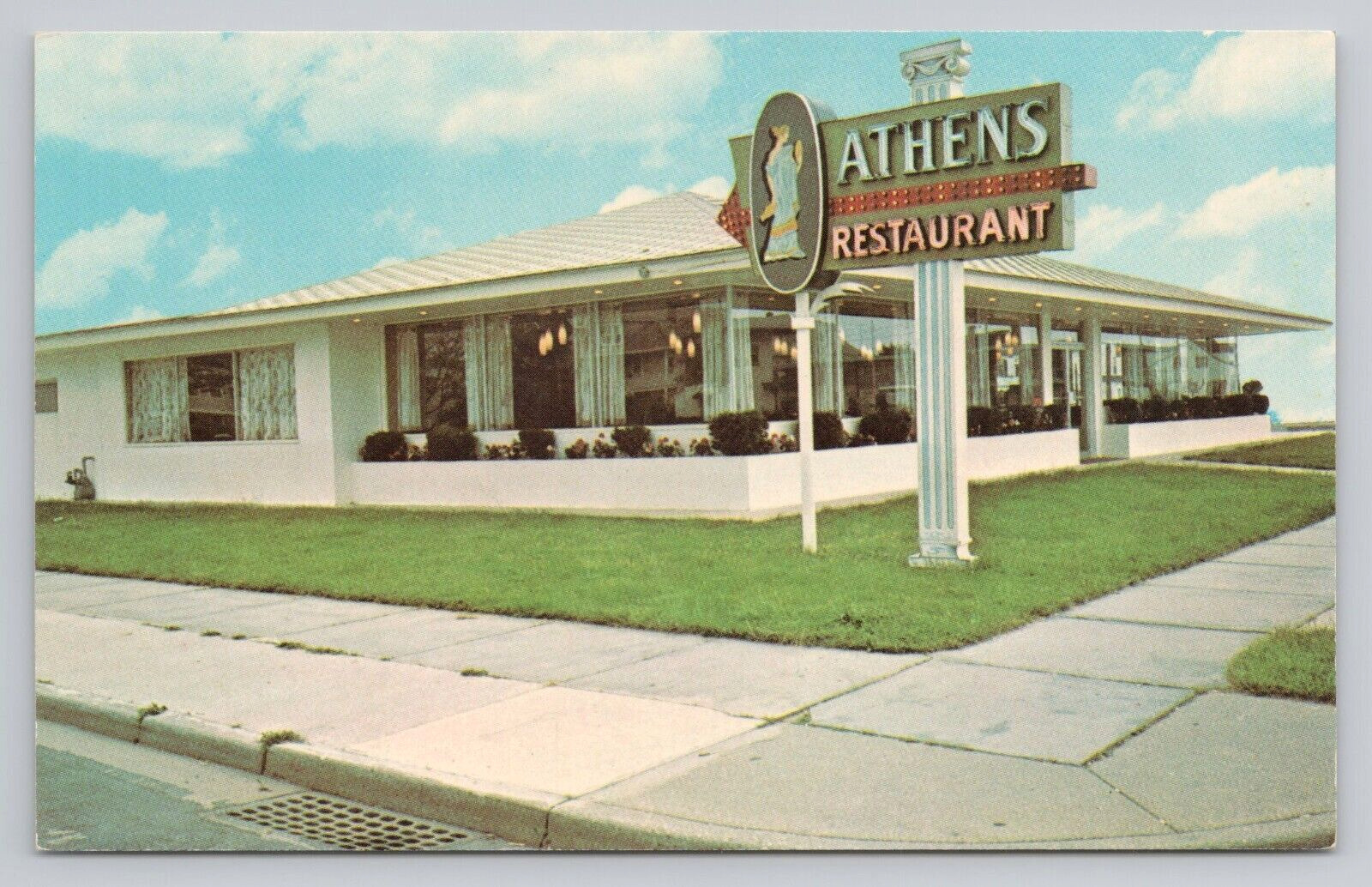 Postcard North Wildwood New Jersey Athens Restaurant Atlantic Ave & 25th Street