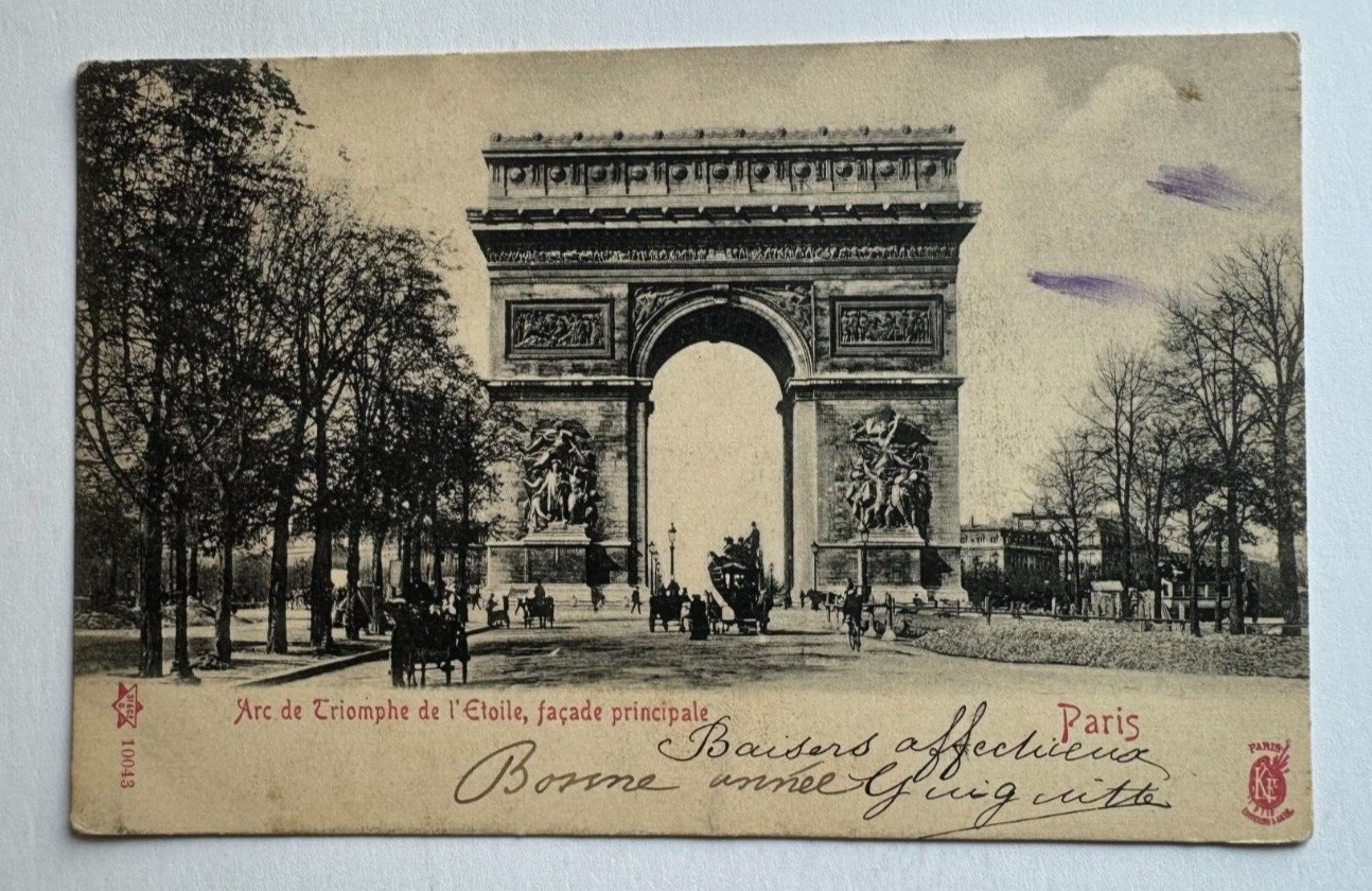 ca 1900s France Postcard Paris Arc de Triomphe landmark facade
