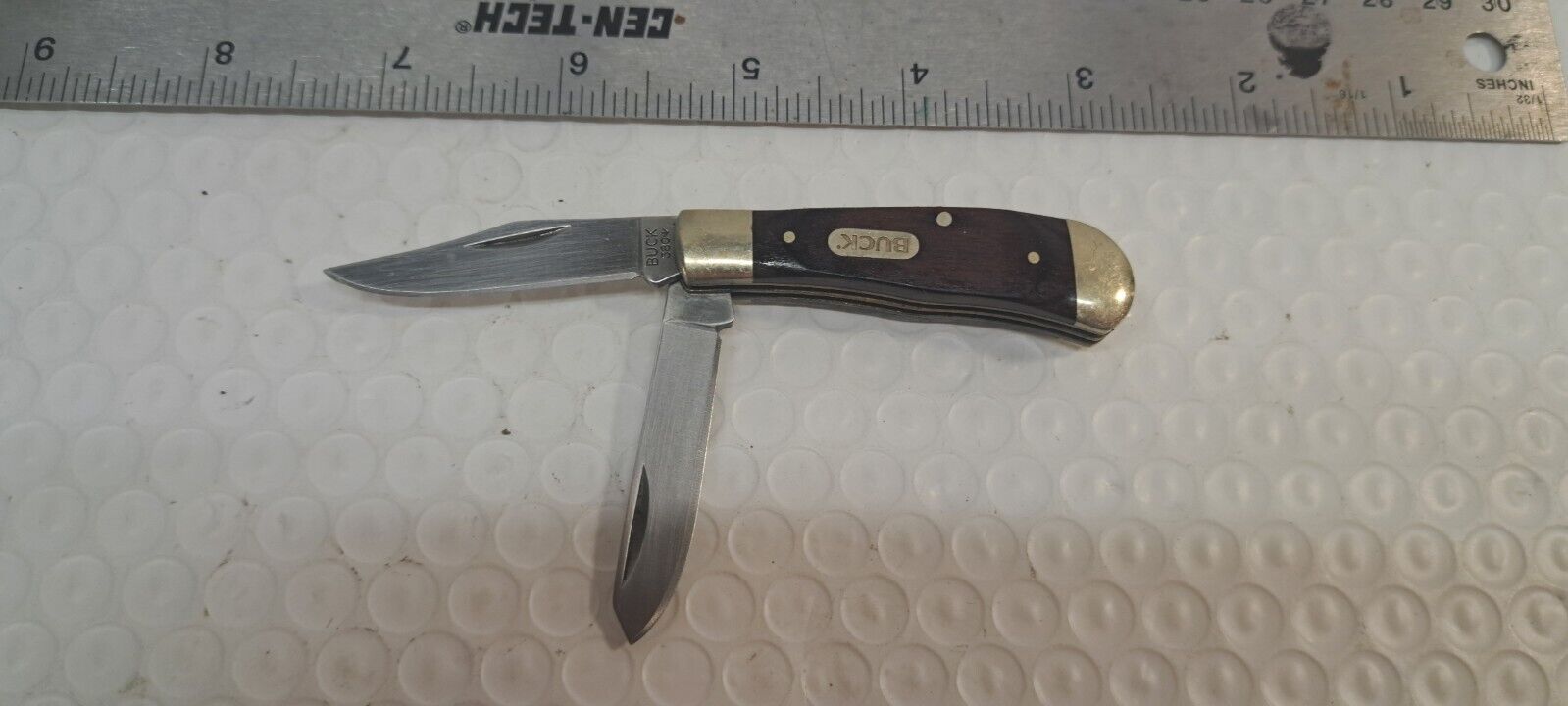 Vintage Buck Knife, Pocket Knife 2 Blade 380-1 Wood Handle Mini