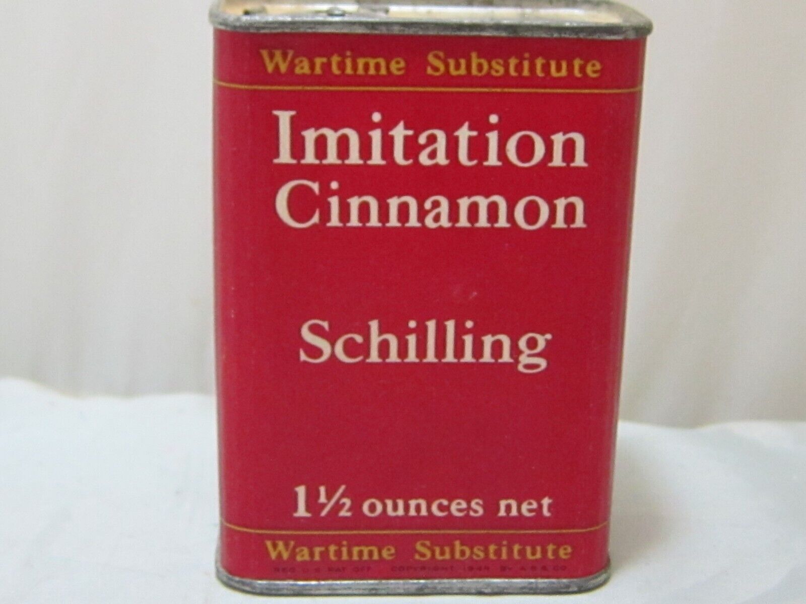 Vintage Schilling & Company San Francisco Imitation Cinnamon Spice Tin WWII 1944