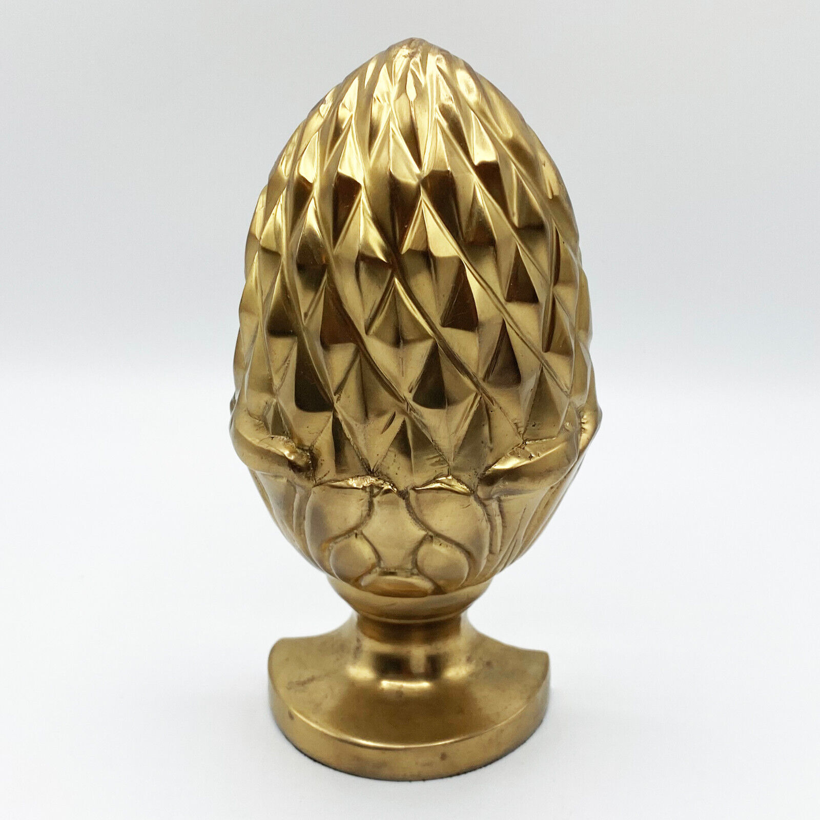 Vintage Pineapple Solid Brass Bookend or Door Stop - Faceted Diamond Pattern