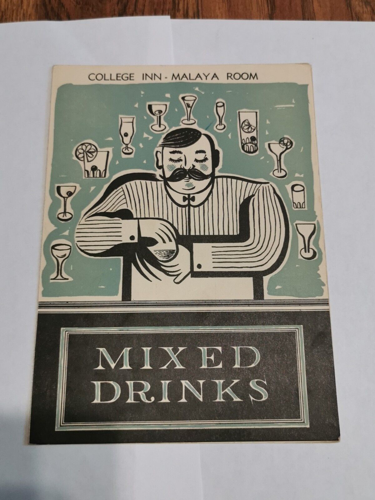 Vintage 1941 Mixed Drinks Menu Malaya Room  Hotel Sherman / College Inn Chicago