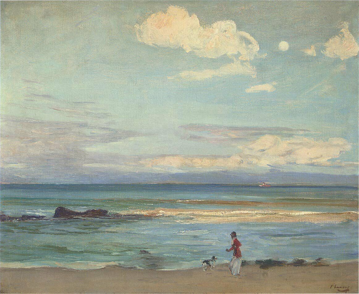 Oil seashore Evening-on-the-Coast-of-Spain-from-Tangier-Sir-John-Lavery canvas