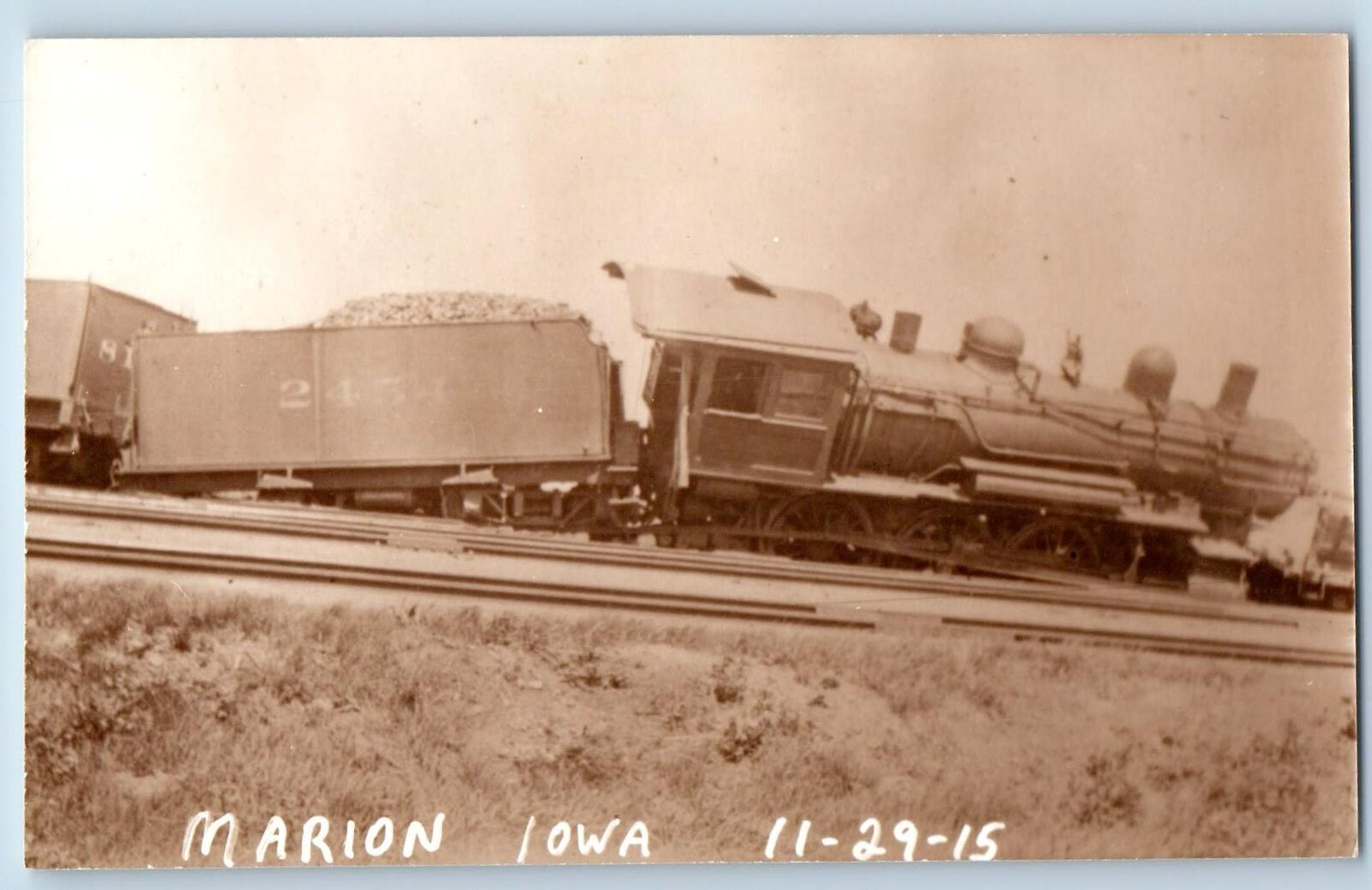 Marion Iowa IA Postcard Train Locomotor Railroad Scenic View c1910's Antique