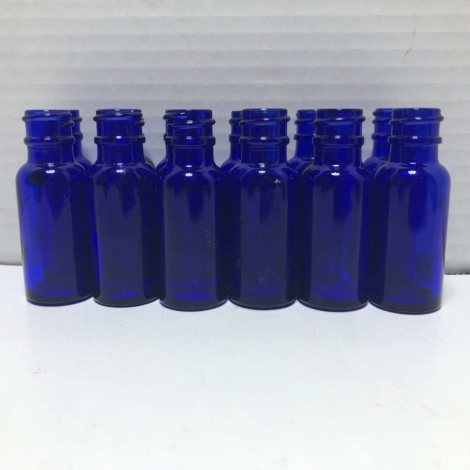 LOT of 12 Small Vintage Cobalt Blue Medicine Bottles Pre-owned No Droppers