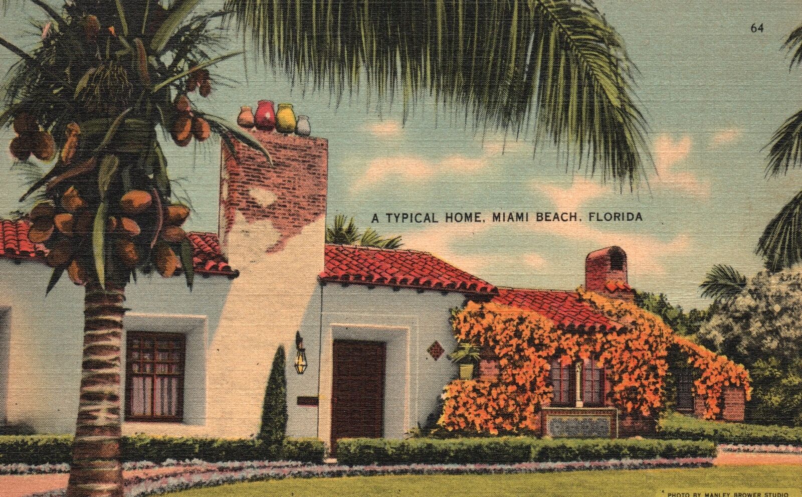 Vintage Postcard A Typical Home Spanish Beach Bungalows Miami Beach Florida FL