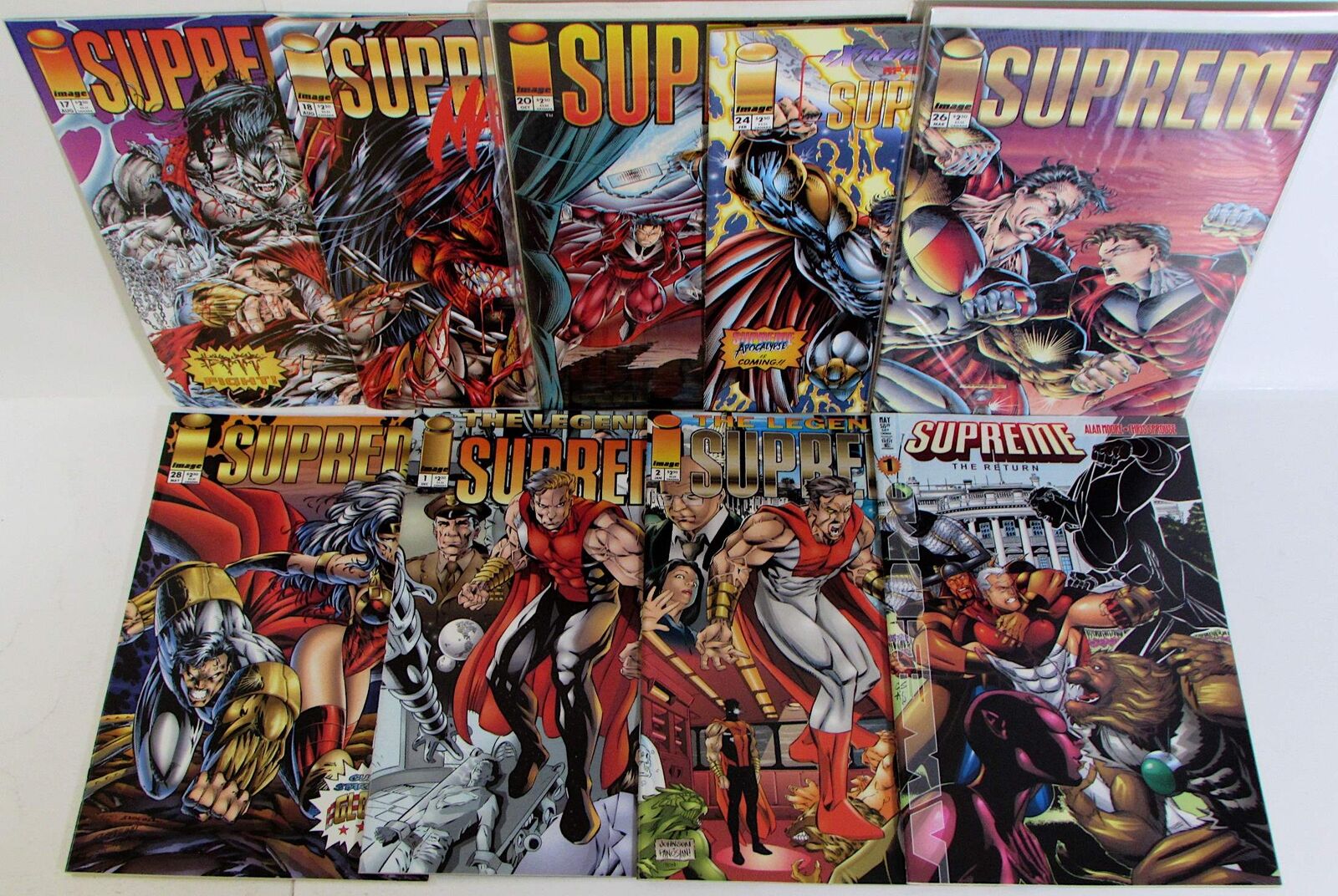 Supreme Lot of 9 #17,18,20,24,26,28,1,2,1 Image (1994) Comic Books