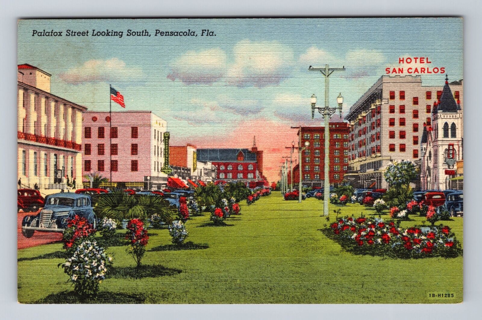 Pensacola FL-Florida, Palafox Street Looking South, Antique Vintage Postcard